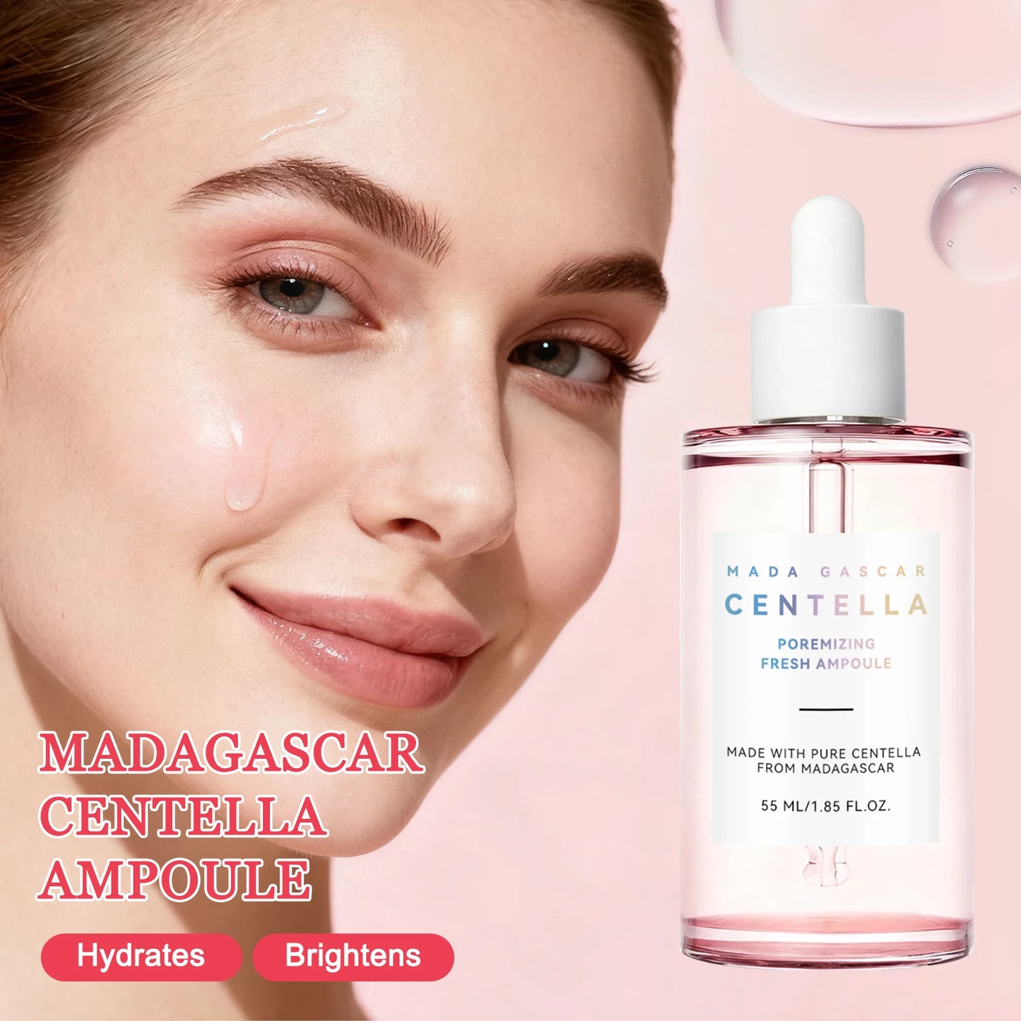 Madagascar Gotu Kola Essence 55ml - Calming Serum for Sensitive, Acne-Prone Skin, Reduces Breakouts & Provides Deep Hydration.